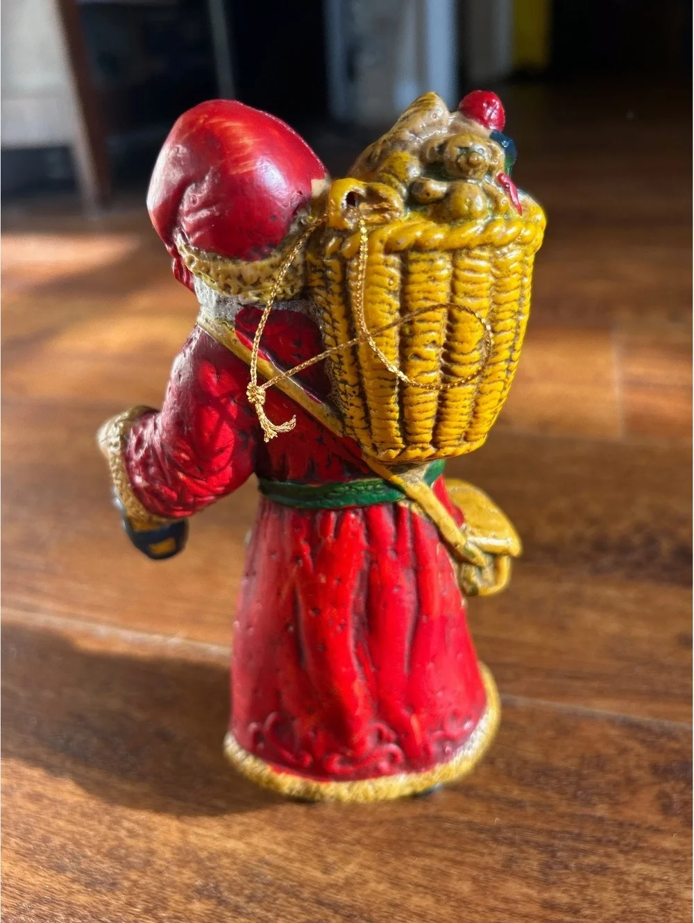 Vintage Santa Claus Figurines Set of 2 Hand-Painted Blow Mold Holiday Decor